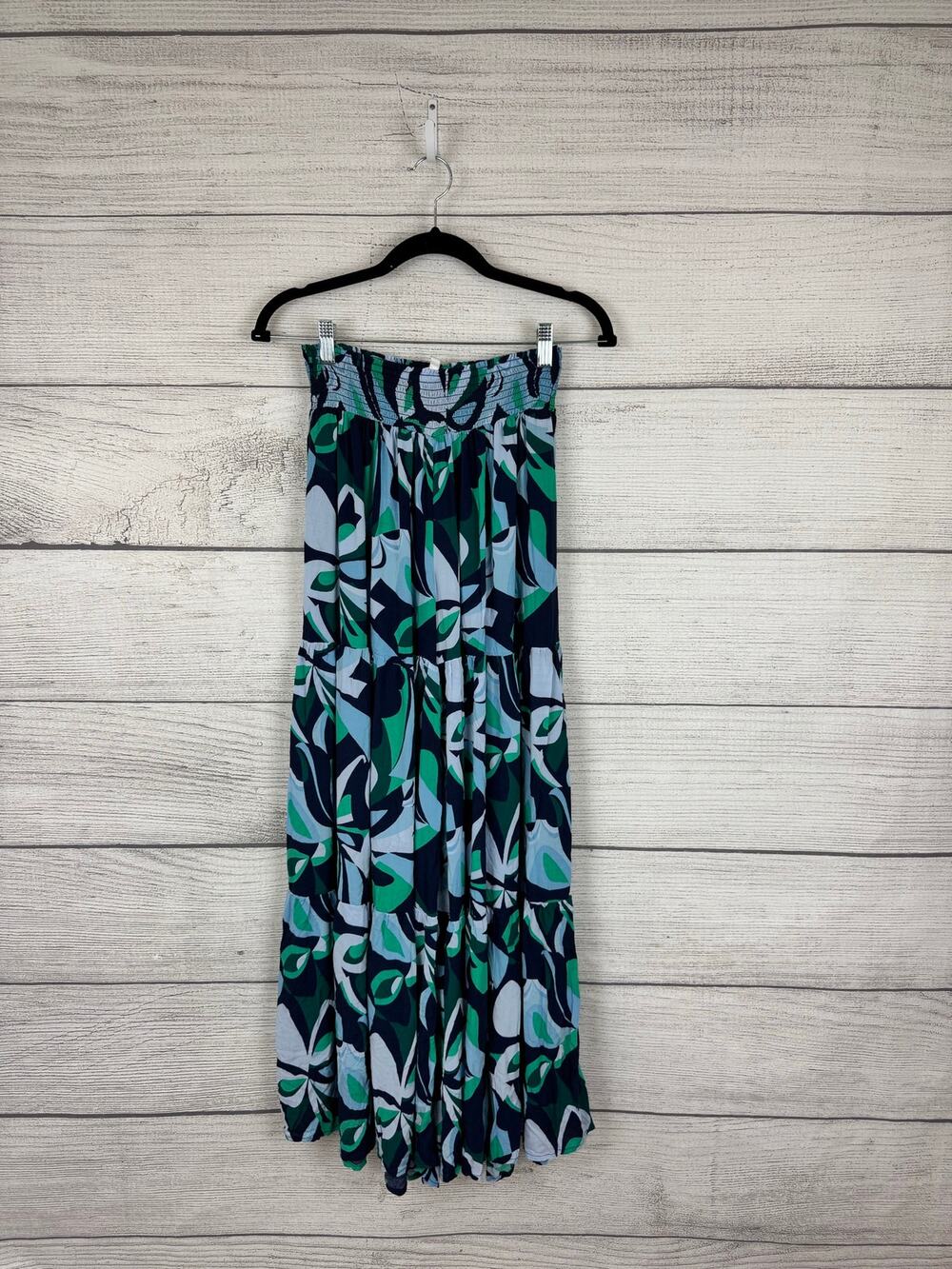 Aerie Women's Blue Green Wide Leg Tiered Printed Pants Size Small Long